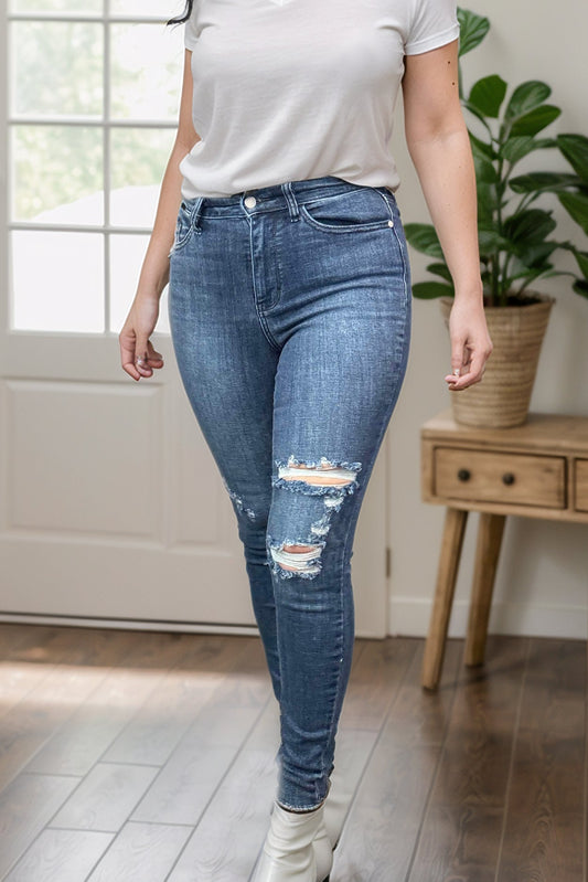 Sent From Above - Judy Blue High Rise Destroy Skinny Jeans