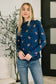 Something in the Air Lettuce Hem Long Sleeve Top in Navy