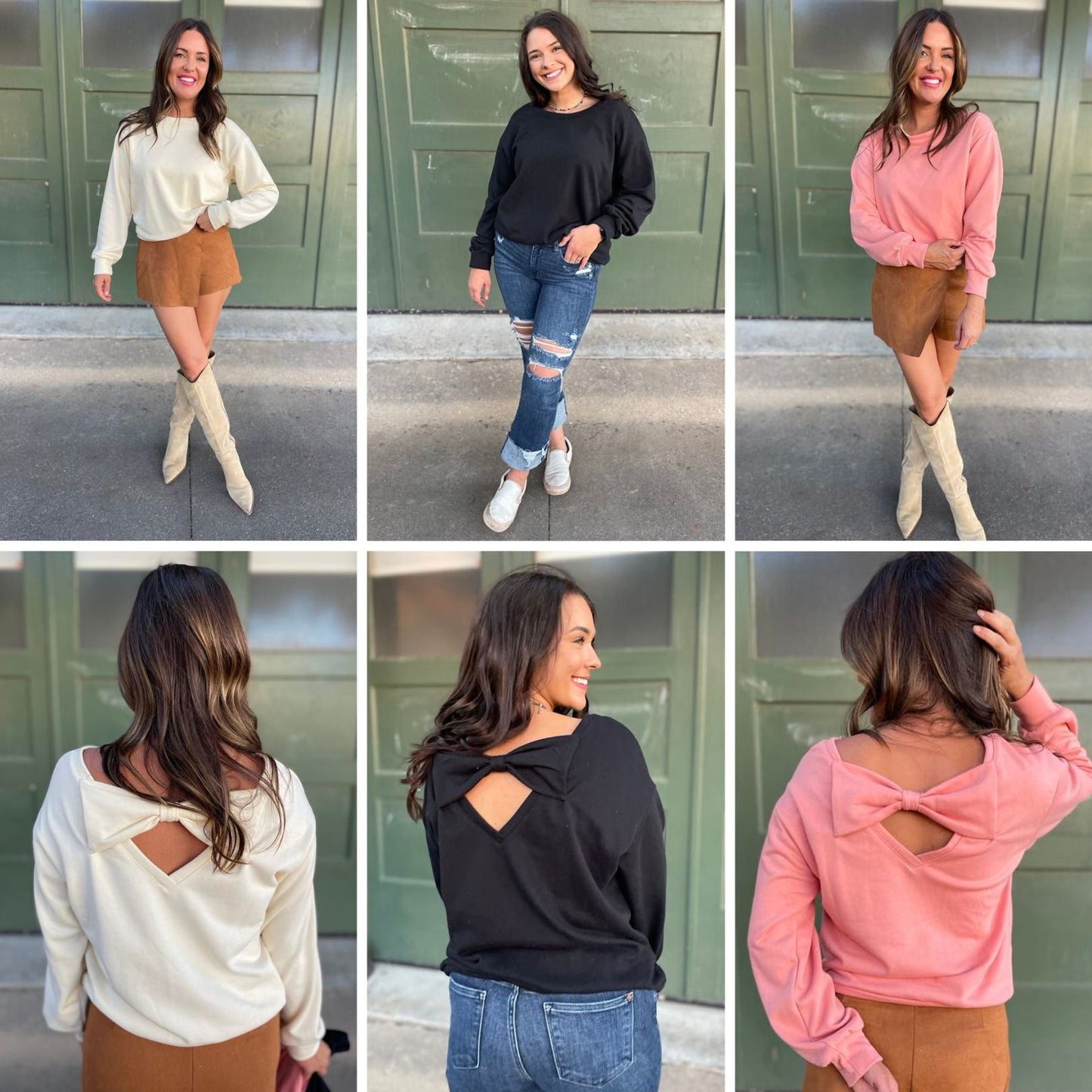 Bow Back Sweatshirt in Three Colors