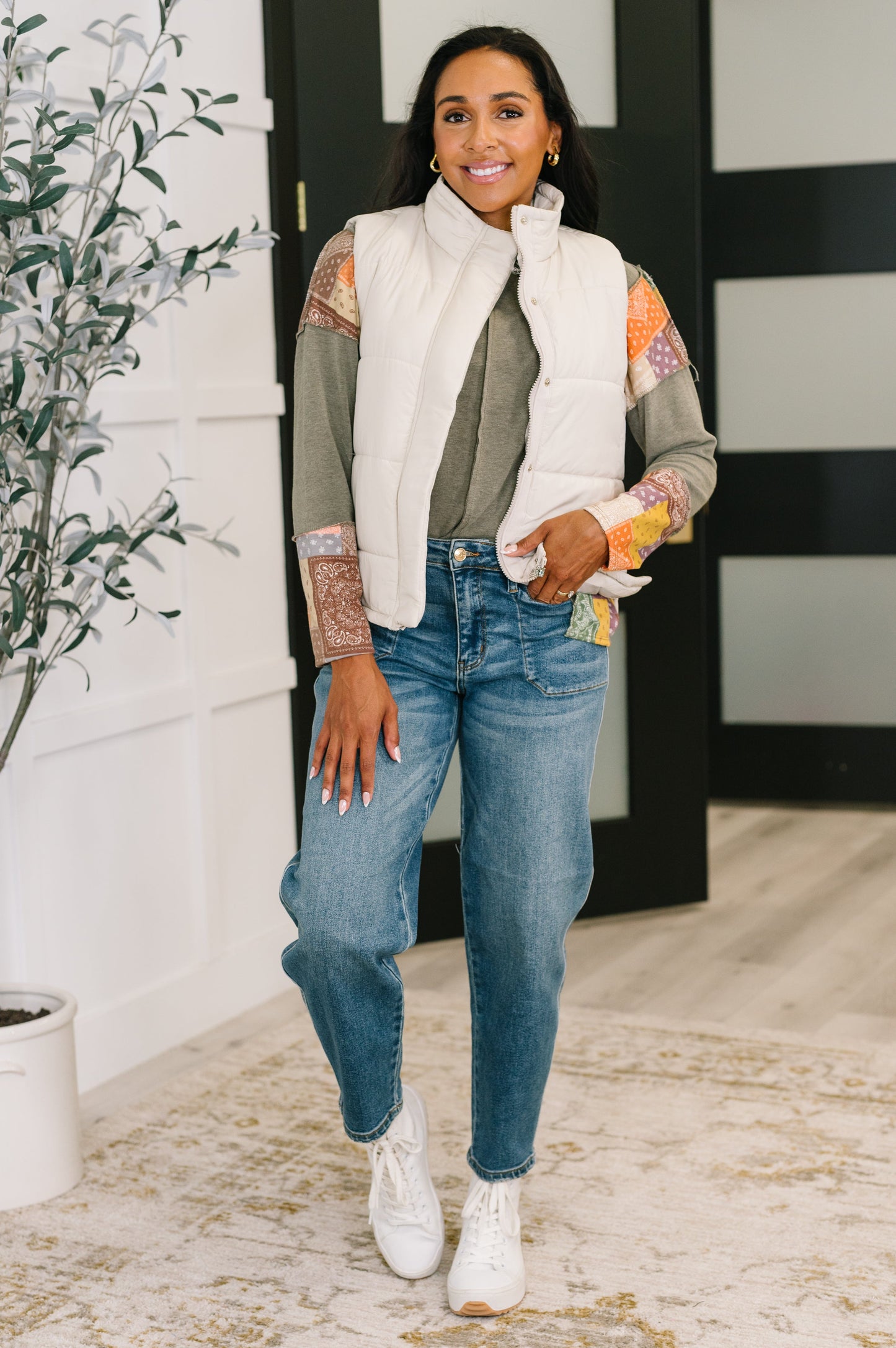 Sweet as Pie Color Block Relaxed Long Sleeve Top