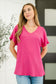 Trial and Error Textured V-Neck Blouse in Magenta