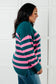 Well Situated Striped Quarter Zip Sweater in Green and Pink