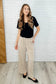 Working on Lounging Elastic Waist Bottoms in Khaki