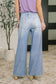 Zenim Printed Wide Leg Bottoms in Light Wash