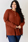 Ribbed Half Button Long Sleeve High-Low T-Shirt - 5 Colors