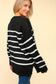 Striped Contrast Side Slit Sweater