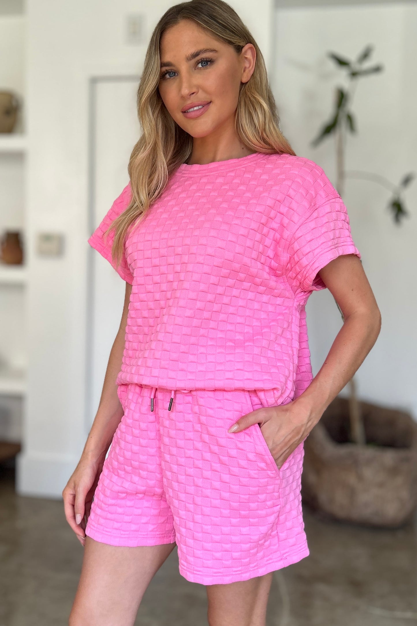 Texture T-Shirt and Shorts Set - 3 Colors