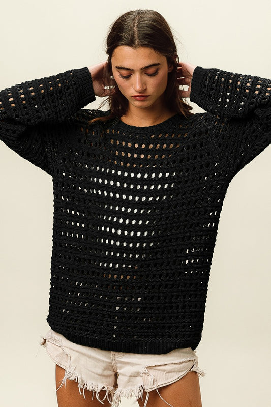 Round Neck Openwork Knit Cover Up