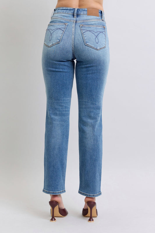 Judy Blue High Rise Wash Thermal Straight Jeans