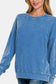 Washed Round Neck Dropped Shoulder Sweatshirt - Blue