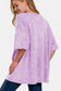 Washed Round Neck Drop Shoulder Oversized T-Shirt - Pink Purple