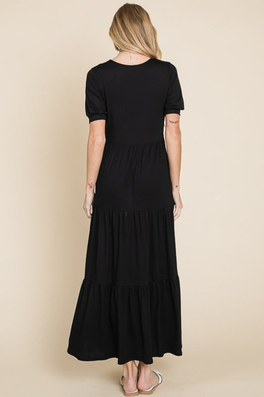 Short Sleeve Tiered Maxi Dress