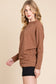 Drop Shoulder Long Sleeve Knit Top - Camel