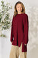 Ribbed Round Neck Long Sleeve Slit Top - 5 Colors