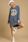 Peace Lace Applique Frayed Hem French Terry Mini Dress - Dusty Blue