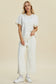 Pearl Detail Round Neck Top and Pants Set - 3 Colors