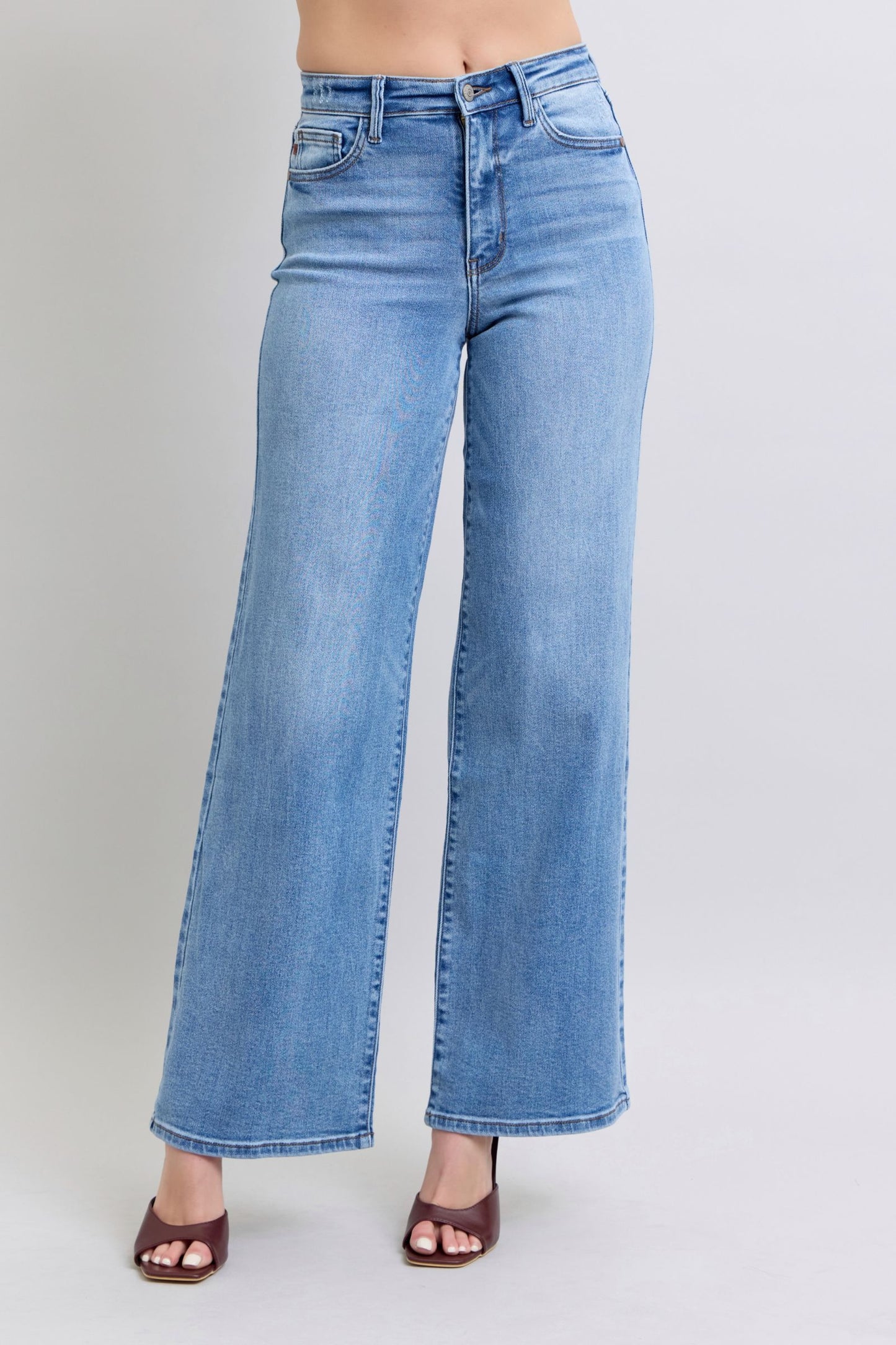 Judy Blue High Rise Vintage Wash Retro Wide Leg Jeans