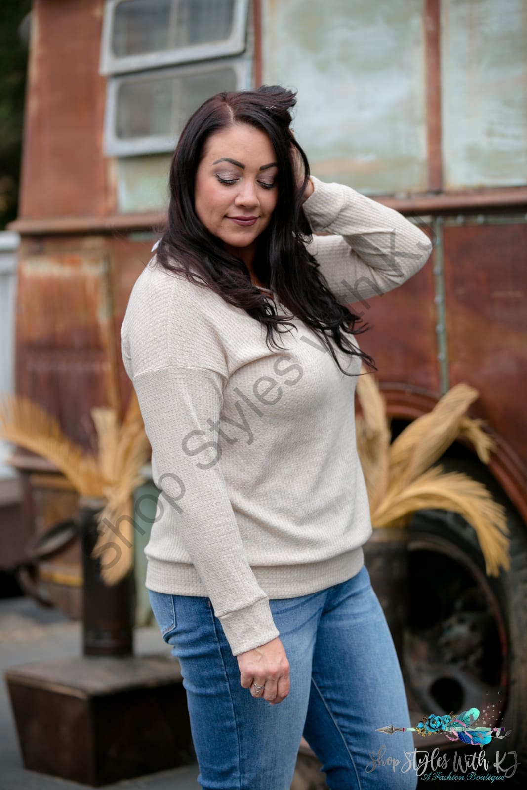 All The Feels Pullover In Taupe Lastcall