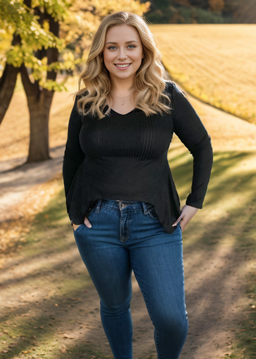 Always There for You Long Sleeve Top in Black