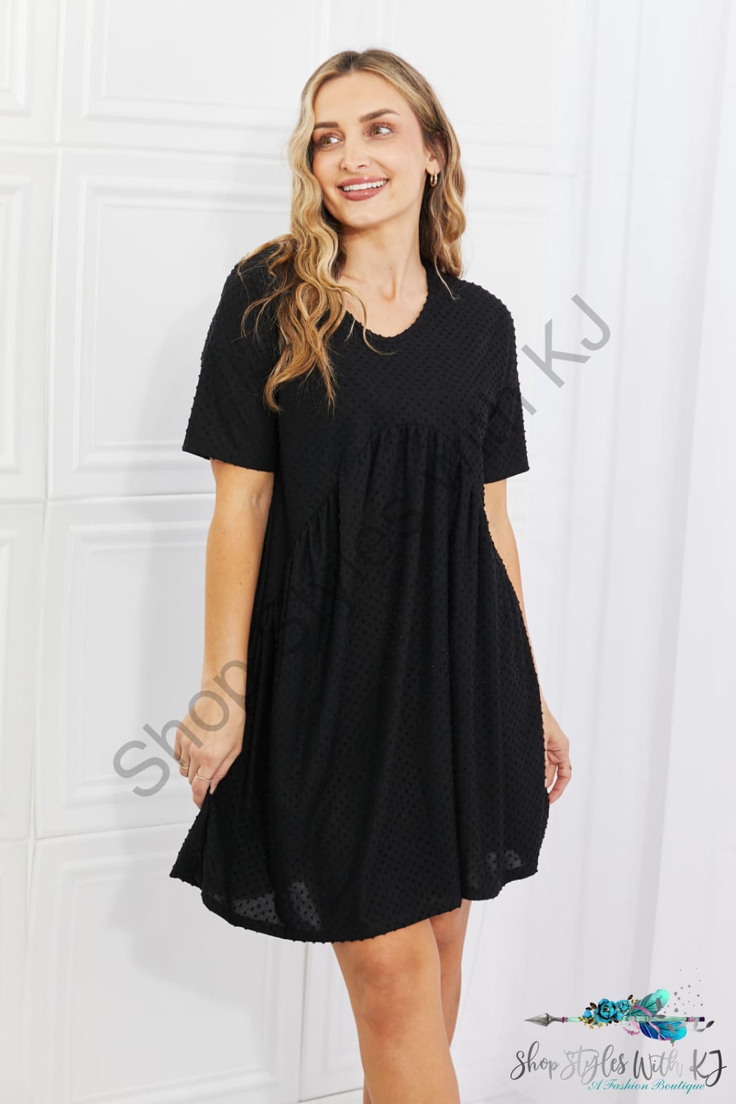 Another Day Swiss Dot Casual Dress In Black / S Dresses