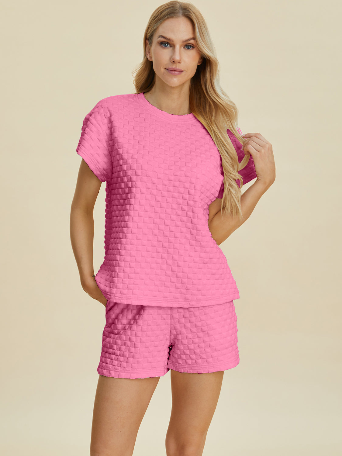 Texture T-Shirt and Shorts Set - 3 Colors