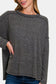 Exposed Seam Brushed Round Neck Sweater - Black