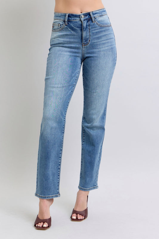 Judy Blue High Rise Wash Thermal Straight Jeans