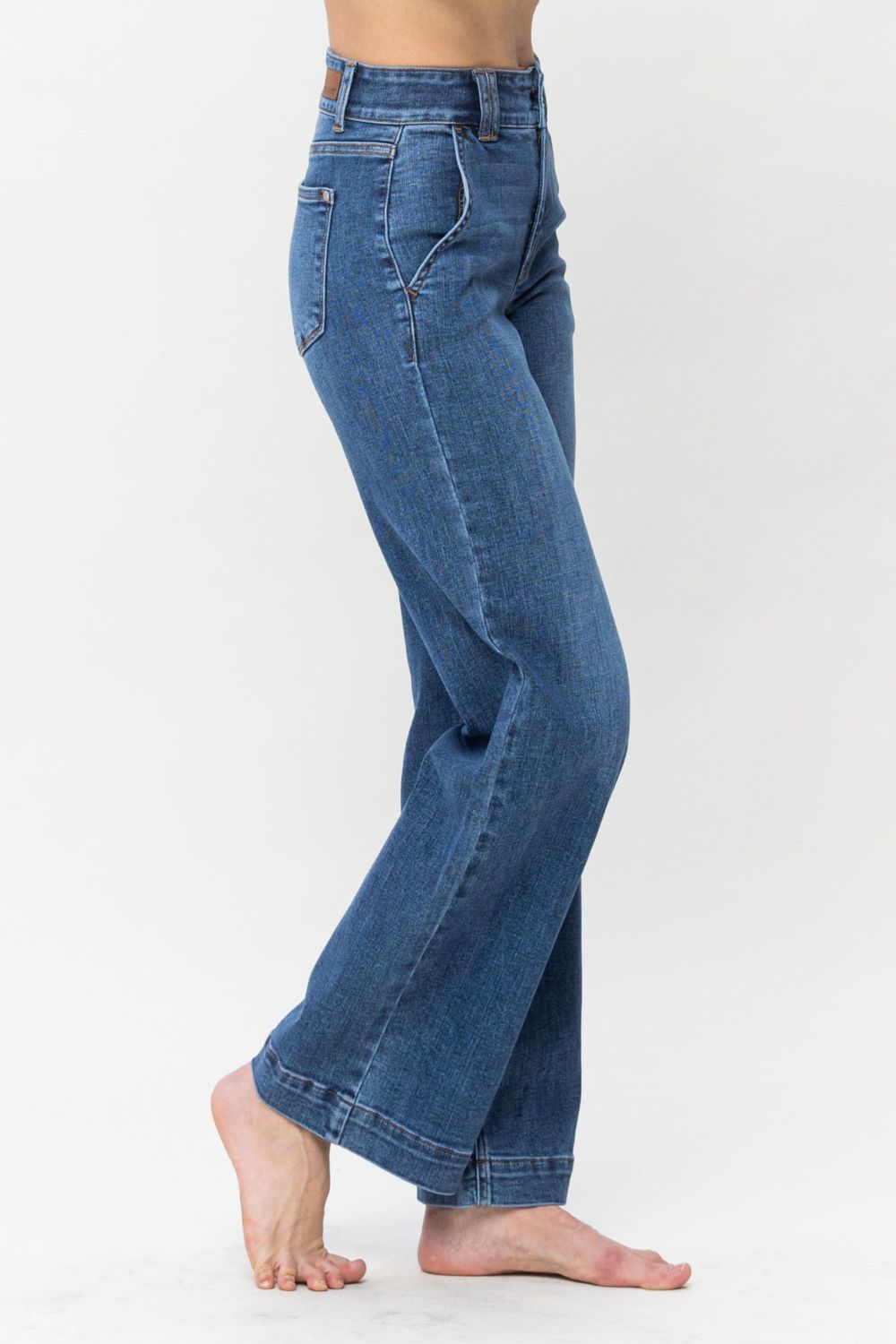 Judy Blue High Waist Double Button Wide Leg Jeans