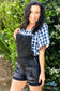 Black Distressed Denim Overall Shorts - Size L Endless Summer