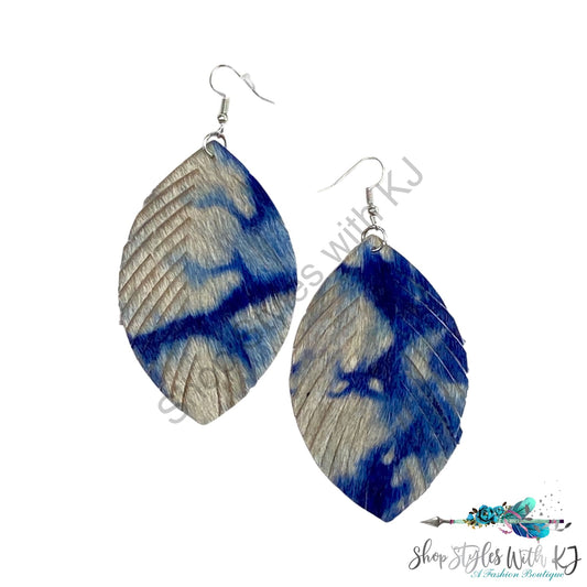 Blue Marble Fringe Earrings Yfw