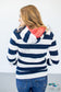 Bold Navy Stripe Double Hooded Sweatshirt Womens Hoodie