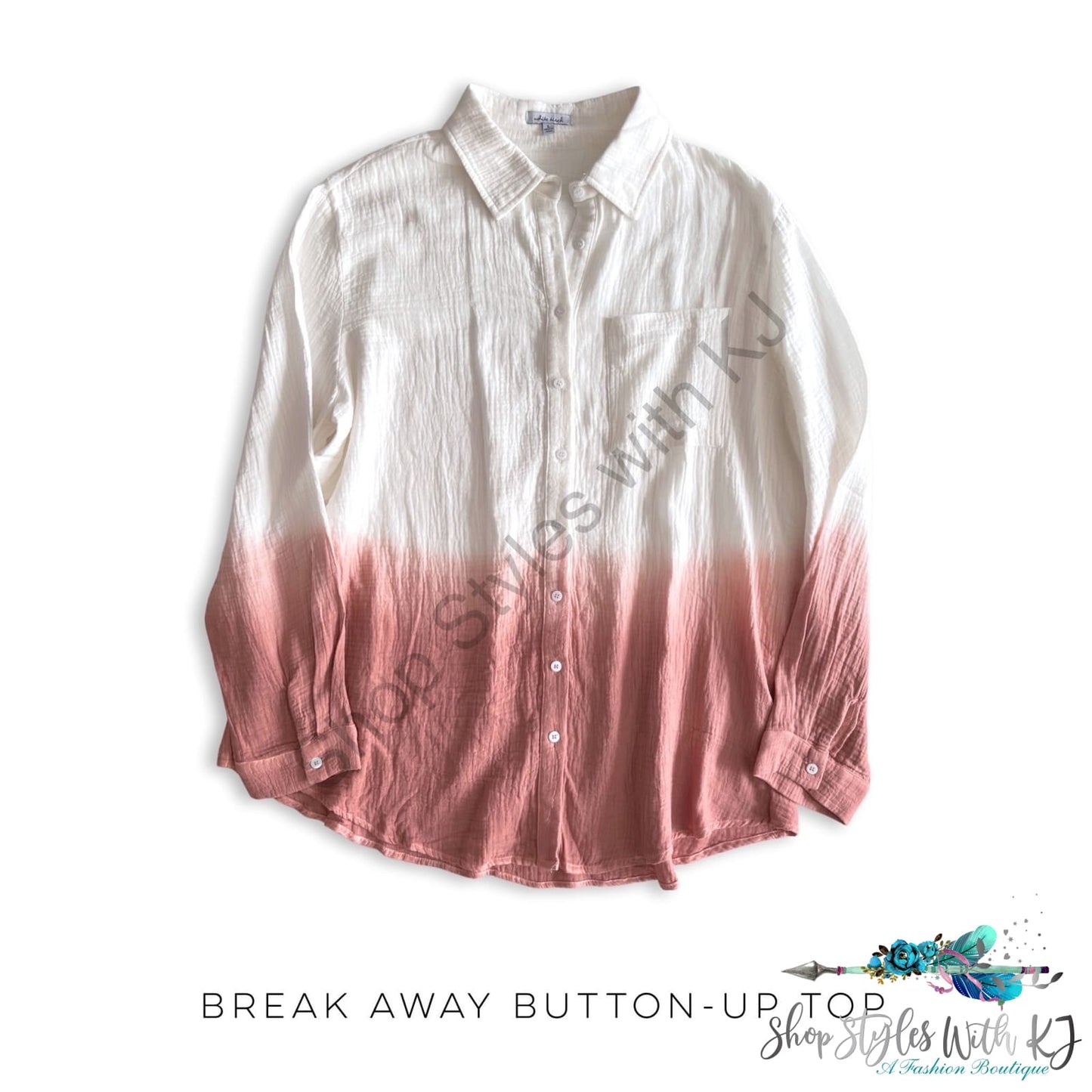 Break Away Button-Up Top White Birch