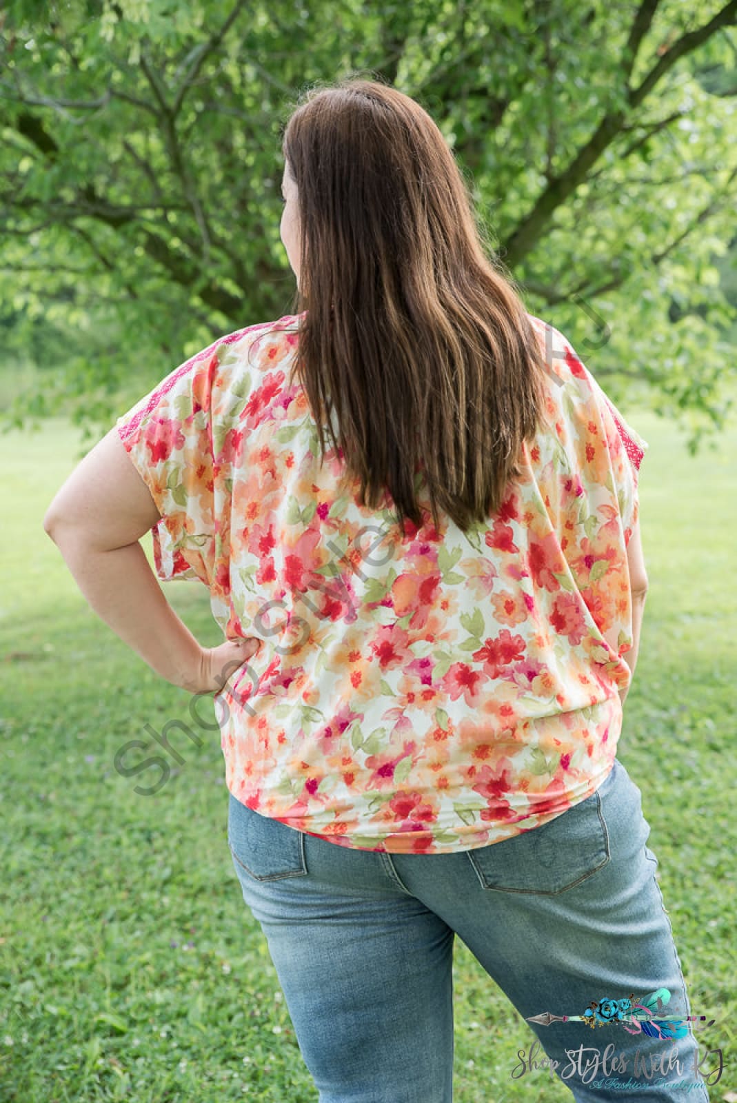 Bright Eyed Floral Top White Birch