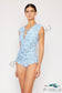 Marina West Swim Bring Me Flowers V-Neck One Piece Swimsuit In Thistle Blue Swimwear