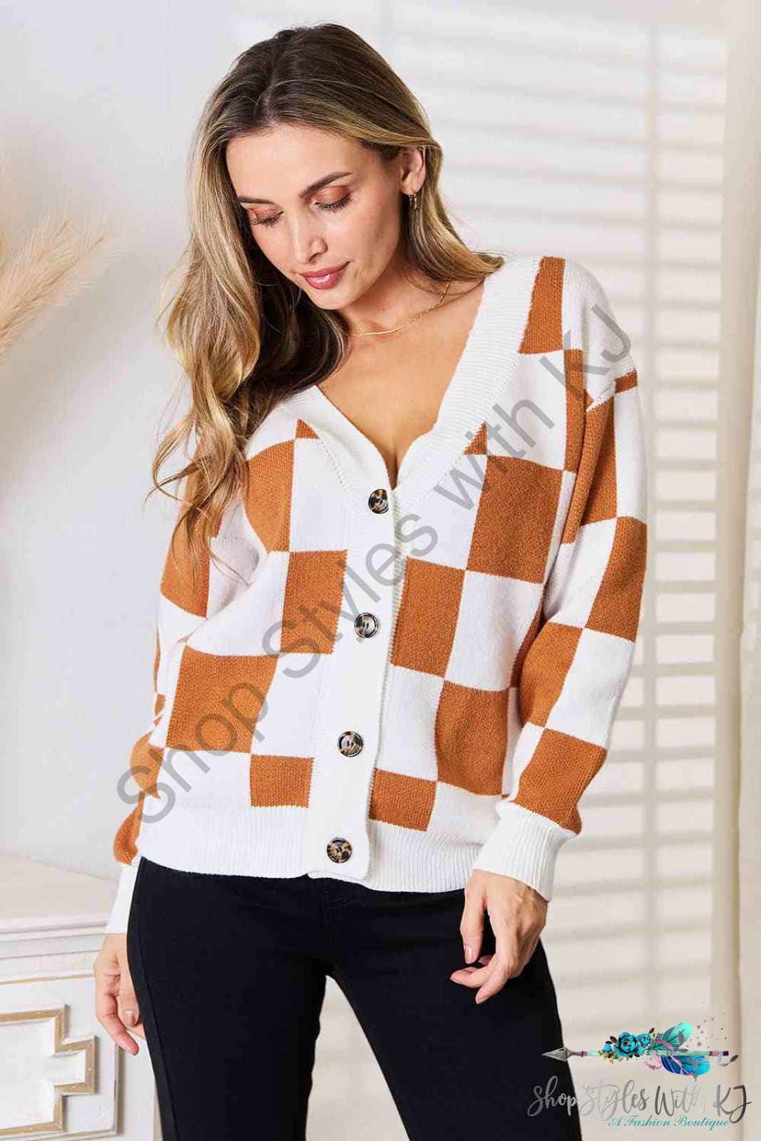 Double Take Button-Up V-Neck Dropped Shoulder Cardigan