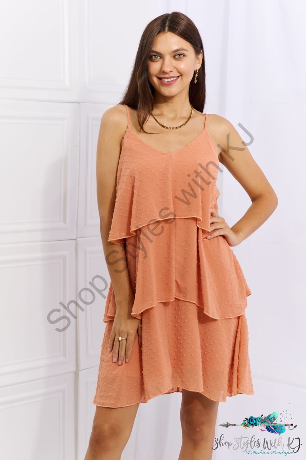 By The River Cascade Ruffle Style Cami Dress In Sherbet / S Dresses