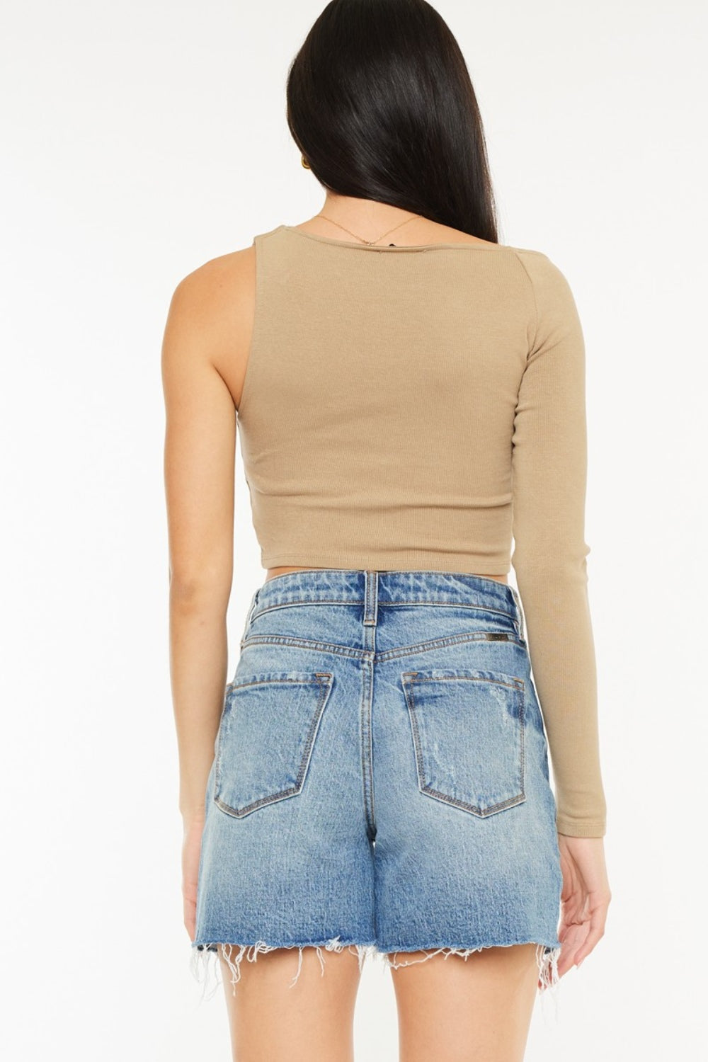 Kancan Raw Hem High Waist Denim Shorts