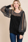 Metallic Mesh Lantern Sleeve Blouse