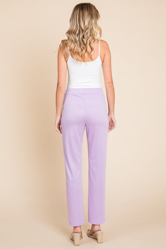 Pin Tuck Detail Slim Pants - Lilac