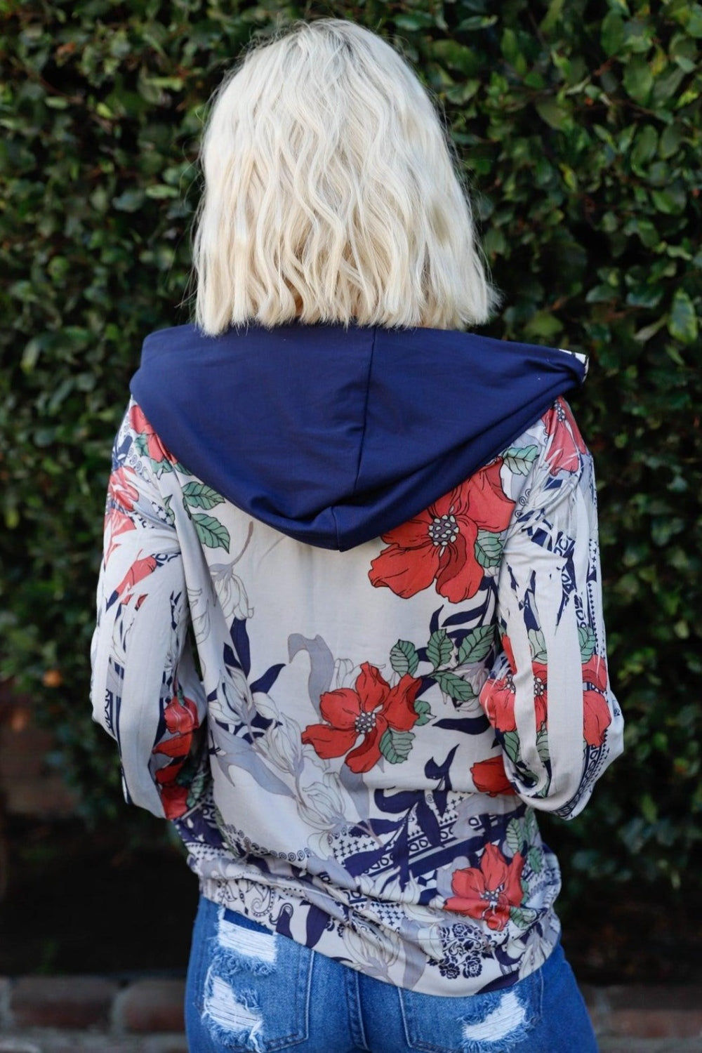 Floral Zip Up Hoodie