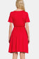 Surplice Short Sleeve Brushed DTY Dress - Red