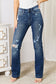 Judy Blue Mid Rise Hand Sand & Destroy Bootcut Jeans