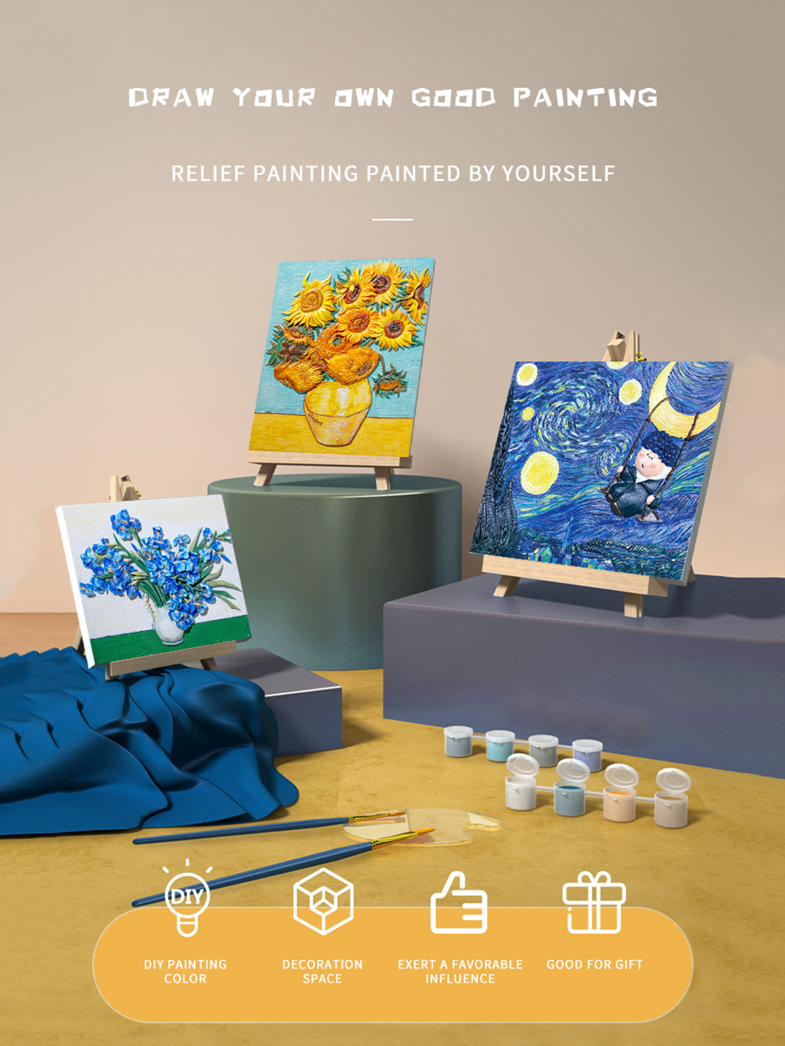 Van Gogh's Starry Night DIY 3D Oil Painting Kit