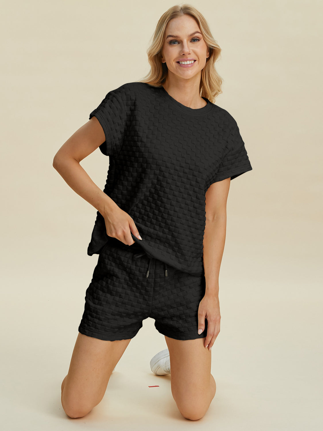 Texture T-Shirt and Shorts Set - 3 Colors