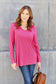 V-Neck Long Sleeve Top - 5 Colors