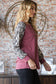 Snakeskin Print Raglan Sleeve Half Button Top