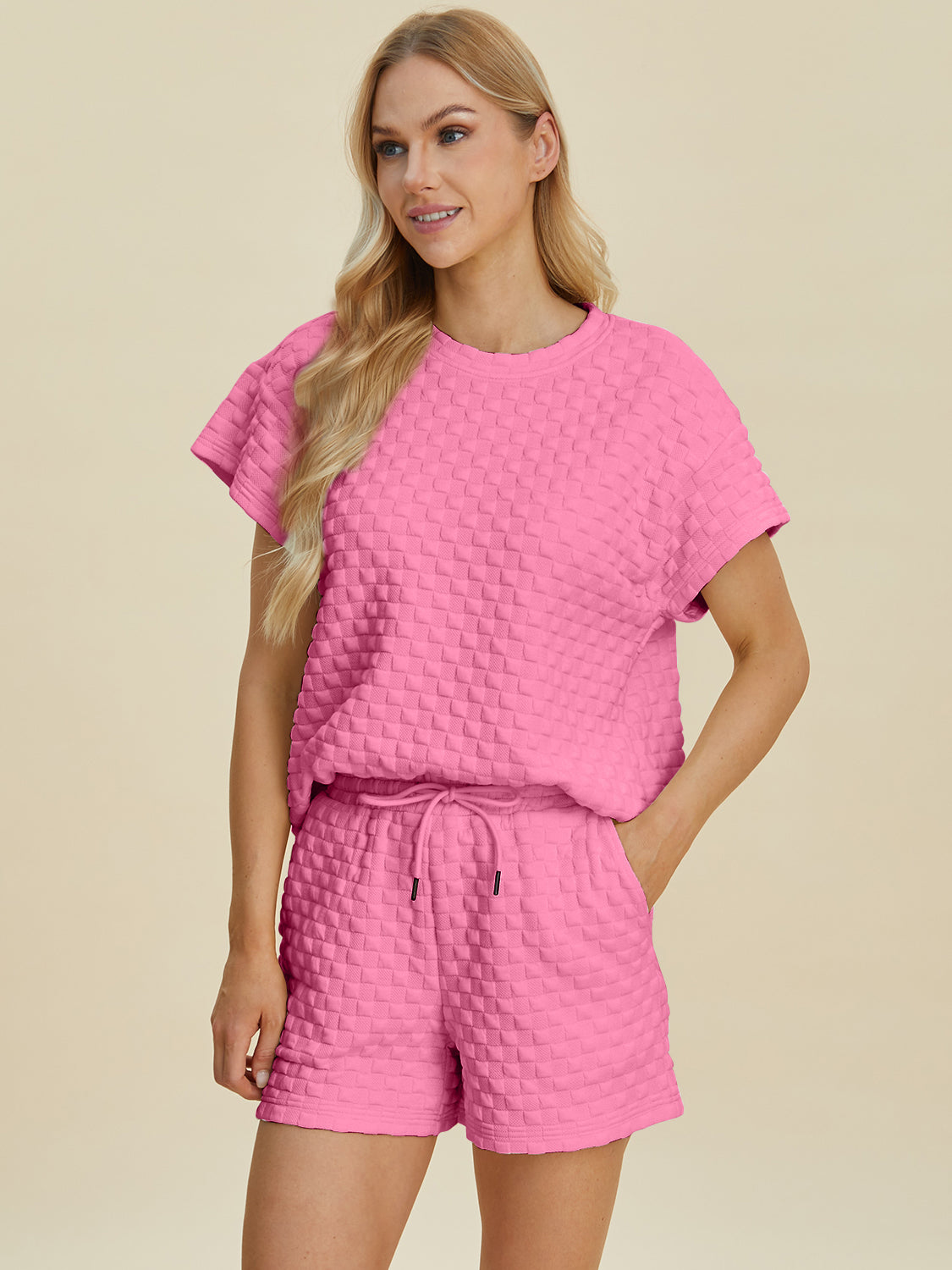 Texture T-Shirt and Shorts Set - 3 Colors