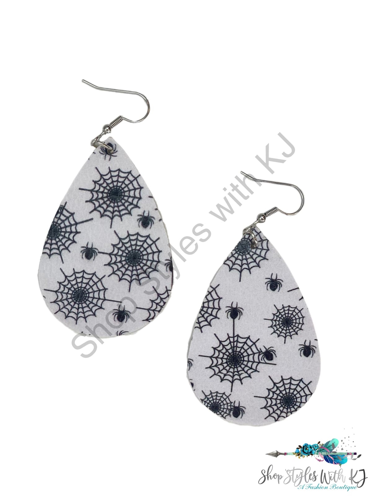 Caught In Your Web Teardrop Leather Earrings