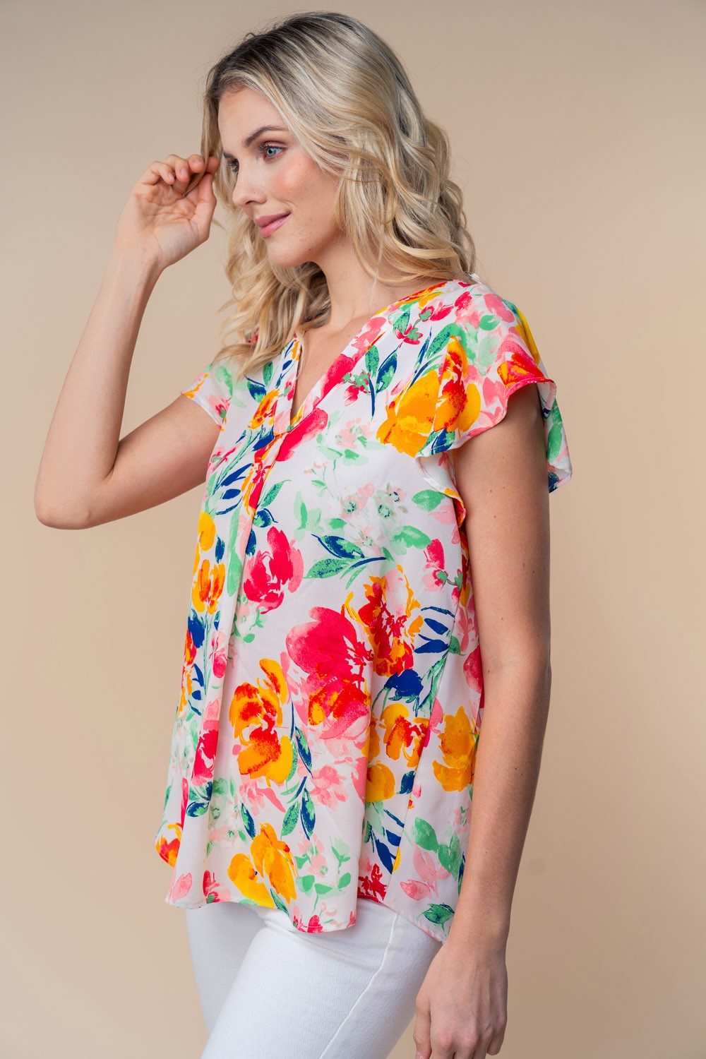 Short Sleeve Floral Woven Top