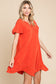 Notched Short Sleeve Dress - Scarlet